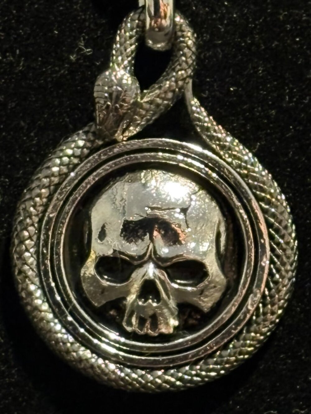 925 Skull and Snake Pendant on 20" stainless chain